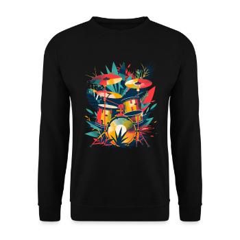 Drum Set Illustration - Unisex Sweatshirt - black - Front - Alina (178cm) & Michal (187cm)