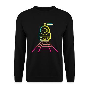Eisenbahn Cartoon Stil - Unisex Pullover - Schwarz - Vorne - Alina (178cm) & Michal (187cm)