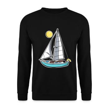 Segelboot Skizze Vintage Look - Unisex Pullover - Schwarz - Vorne - Alina (178cm) & Michal (187cm)