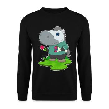 Pferd Blumenstrauß - Unisex Pullover - Schwarz - Vorne - Alina (178cm) & Michal (187cm)