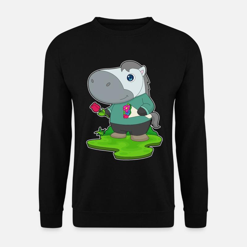 Pferd Blumenstrauß - Unisex Pullover - Schwarz