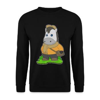 Pferd Handtasche - Unisex Pullover - Schwarz - Vorne - Alina (178cm) & Michal (187cm)