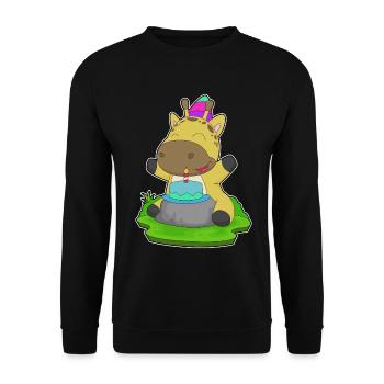 Gâteau d’anniversaire girafe - Sweat-shirt Unisexe - noir - Devant - Alina (178cm) & Michal (187cm)