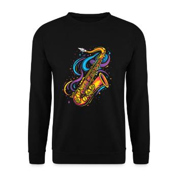 Saxophone Cartoon Look - Sweat-shirt Unisexe - noir - Devant - Alina (178cm) & Michal (187cm)