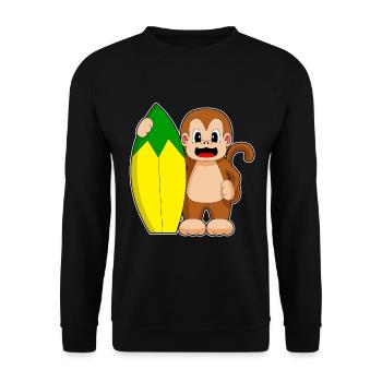 Affe Surfen Surfbrett Sommer - Unisex Pullover - Schwarz - Vorne - Alina (178cm) & Michal (187cm)