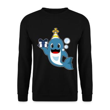 Chapeau de fête d’anniversaire dauphin - Sweat-shirt Unisexe - noir - Devant - Alina (178cm) & Michal (187cm)