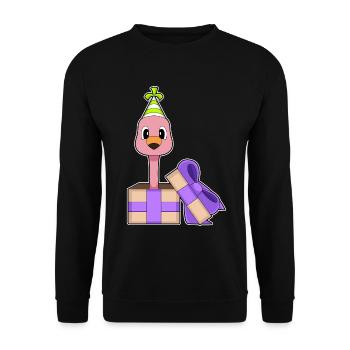 Chapeau de fête d’anniversaire Flamingo - Sweat-shirt Unisexe - noir - Devant - Alina (178cm) & Michal (187cm)