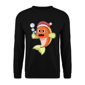 Chapeau de Noël Poisson Noël - Sweat-shirt Unisexe - noir - Devant - Alina (178cm) & Michal (187cm)