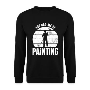 Lustiger Maler Spruch - Unisex Pullover - Schwarz - Vorne - Alina (178cm) & Michal (187cm)