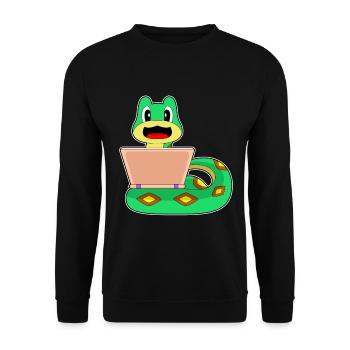 Snake Laptop - Unisex Sweatshirt - black - Front - Alina (178cm) & Michal (187cm)