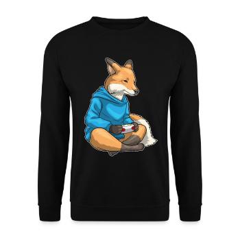 Fox Gamer Controller - Unisex Sweatshirt - black - Front - Alina (178cm) & Michal (187cm)