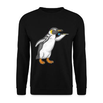 Pinguin Dart Dartpfeil - Unisex Pullover - Schwarz - Vorne - Alina (178cm) & Michal (187cm)