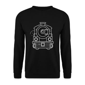 Lokomotive Comic Stil - Unisex Pullover - Schwarz - Vorne - Alina (178cm) & Michal (187cm)