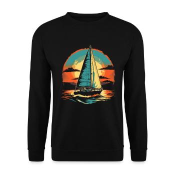 Segelboot Porträt - Unisex Pullover - Schwarz - Vorne - Alina (178cm) & Michal (187cm)