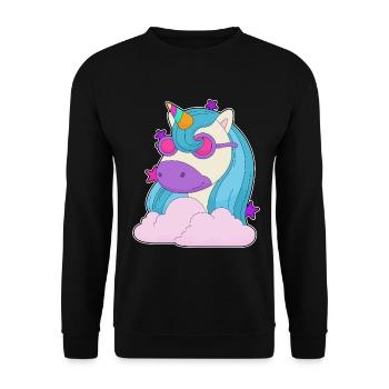 Einhorn Wolken - Unisex Pullover - Schwarz - Vorne - Alina (178cm) & Michal (187cm)
