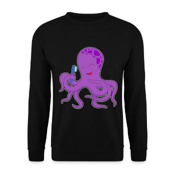 Octopus Toothbrush - Unisex Sweatshirt - black - Front - Alina (178cm) & Michal (187cm)