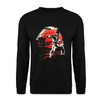 Karateka Grafik - Unisex Pullover - Schwarz - Vorne - Alina (178cm) & Michal (187cm)