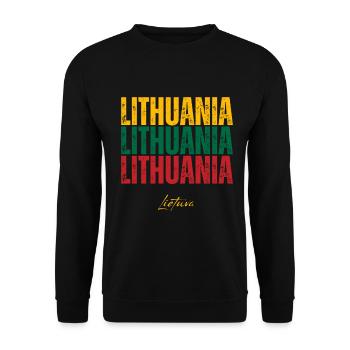Flagge Litauens, litauischer Stolz - Unisex Pullover - Schwarz - Vorne - Alina (178cm) & Michal (187cm)
