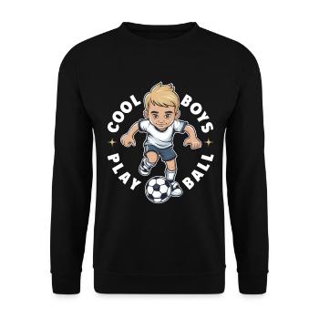 Cool Boys Play Ball - Conception de dessin animé de garçon de football - Sweat-shirt Unisexe - noir - Devant - Alina (178cm) & Michal (187cm)
