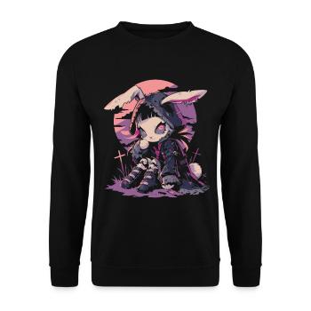 Goth Bunny Sorcière E-Girl Gothique Grunge Cadeau - Sweat-shirt Unisexe - noir - Devant - Alina (178cm) & Michal (187cm)