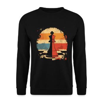 Schachfigur Retrowave - Unisex Pullover - Schwarz - Vorne - Alina (178cm) & Michal (187cm)