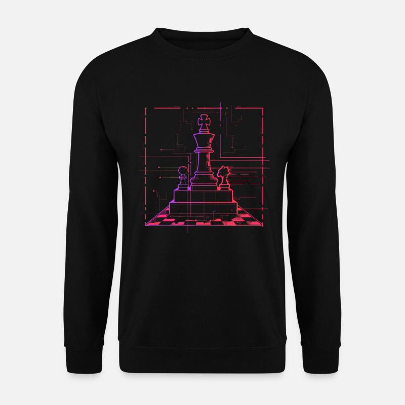 Chess Pieces Sketch Retrowave - Unisex Sweatshirt - black