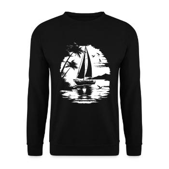 Segeln Zeichnung - Unisex Pullover - Schwarz - Vorne - Alina (178cm) & Michal (187cm)