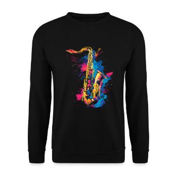 Saxophon Graffiti - Unisex Pullover - Schwarz - Vorne - Alina (178cm) & Michal (187cm)