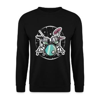 Schlagzeug Grafik - Unisex Pullover - Schwarz - Vorne - Alina (178cm) & Michal (187cm)