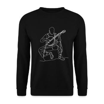 Dessin d’un joueur de banjo - Sweat-shirt Unisexe - noir - Devant - Alina (178cm) & Michal (187cm)