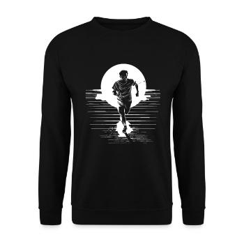 Marathon Junge Zeichnung - Unisex Pullover - Schwarz - Vorne - Alina (178cm) & Michal (187cm)
