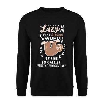 Fauler Faultierliebhaber - Unisex Pullover - Schwarz - Vorne - Alina (178cm) & Michal (187cm)