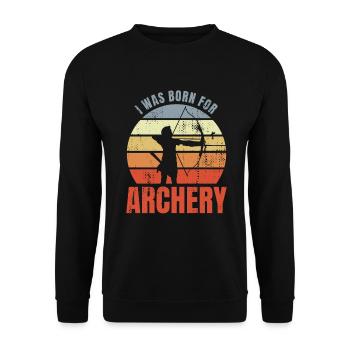 Ich wurde fürs Bogenschießen geboren - Unisex Pullover - Schwarz - Vorne - Alina (178cm) & Michal (187cm)