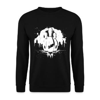 Bowling Zeichnung - Unisex Pullover - Schwarz - Vorne - Alina (178cm) & Michal (187cm)