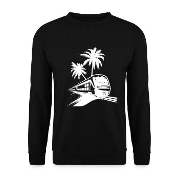 Eisenbahn Skizze - Unisex Pullover - Schwarz - Vorne - Alina (178cm) & Michal (187cm)