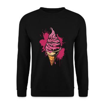 Softeis Farbkleckse - Unisex Pullover - Schwarz - Vorne - Alina (178cm) & Michal (187cm)