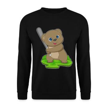 Bear Baseball Baseball Bat - Unisex Sweatshirt - black - Front - Alina (178cm) & Michal (187cm)