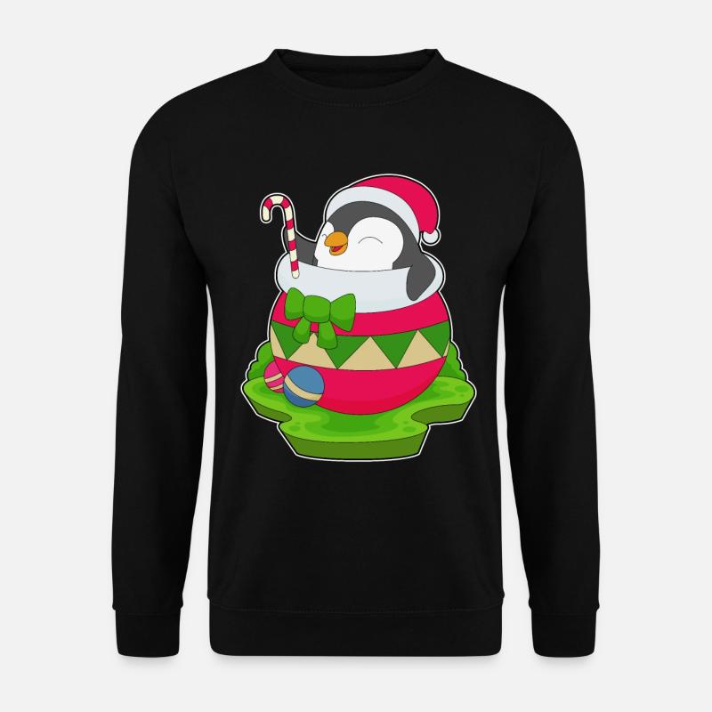 Penguin Christmas Candy Cane - Unisex Sweatshirt - black