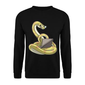 Schlange Laptop - Unisex Pullover - Schwarz - Vorne - Alina (178cm) & Michal (187cm)