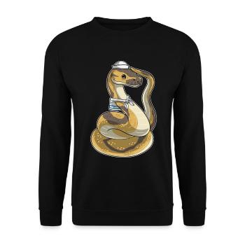 Schlange Seemann Seemannsmütze - Unisex Pullover - Schwarz - Vorne - Alina (178cm) & Michal (187cm)