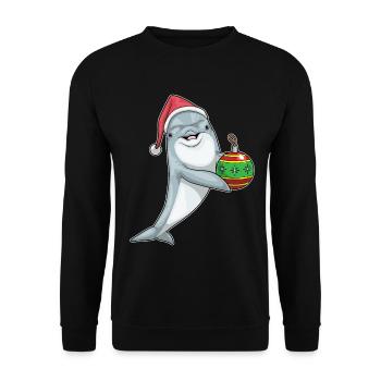 Dolphin Christmas Christmas Ball - Unisex Sweatshirt - black - Front - Alina (178cm) & Michal (187cm)