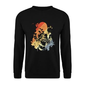 Snowboarden Vintage Look - Unisex Pullover - Schwarz - Vorne - Alina (178cm) & Michal (187cm)