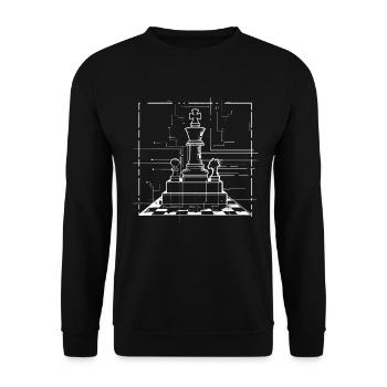 Chess Pieces Drawing - Unisex Sweatshirt - black - Front - Alina (178cm) & Michal (187cm)