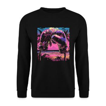 Boxing Gloves Retrowave - Unisex Sweatshirt - black - Front - Alina (178cm) & Michal (187cm)