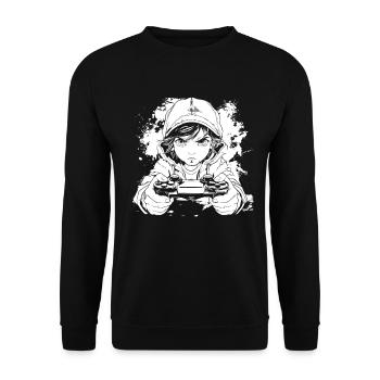 Gamer Anime Style - Unisex Sweatshirt - black - Front - Alina (178cm) & Michal (187cm)