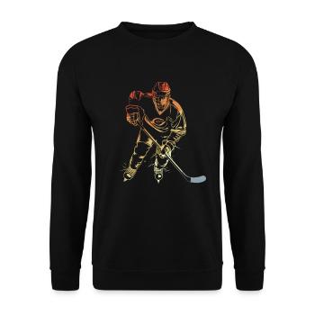 Eishockeyspieler Retro Stil - Unisex Pullover - Schwarz - Vorne - Alina (178cm) & Michal (187cm)