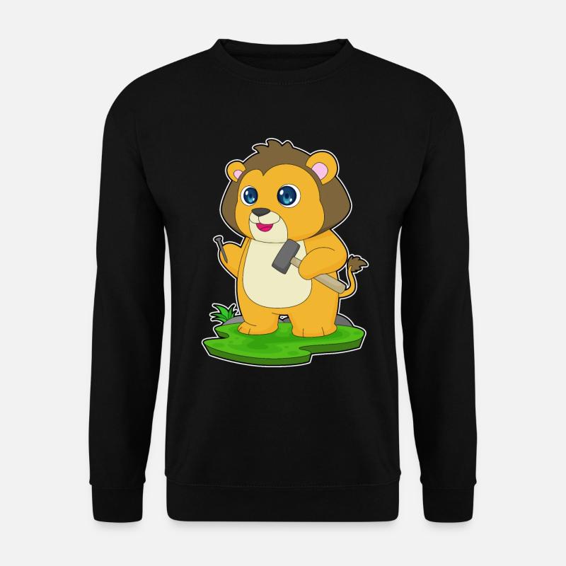 Löwe Handwerker Hammer Nagel - Unisex Pullover - Schwarz