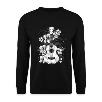 Ukulele Comic Look - Unisex Pullover - Schwarz - Vorne - Alina (178cm) & Michal (187cm)