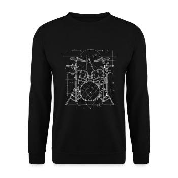 Drumkit Zeichnung - Unisex Pullover - Schwarz - Vorne - Alina (178cm) & Michal (187cm)