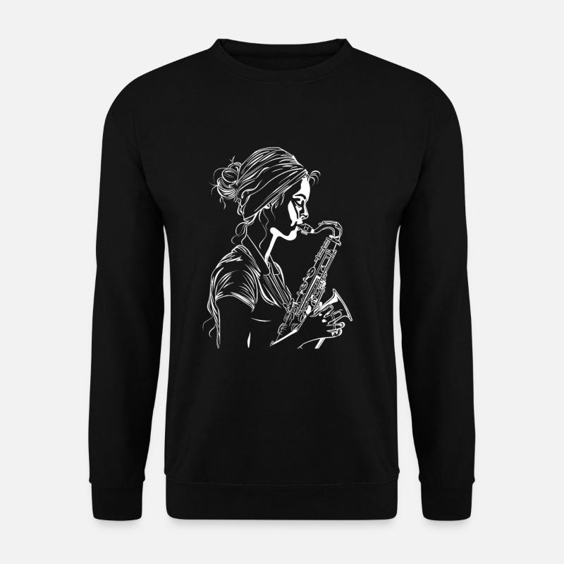 Saxophone Player Line Art - Unisex Sweatshirt - black